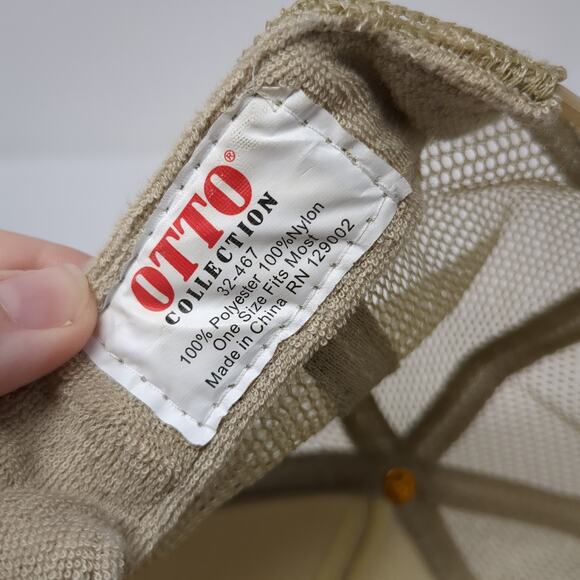 Dog Portrait Snapback Rope Trucker Hat Beige One Size Mesh Back Otto - Picture 9 of 9